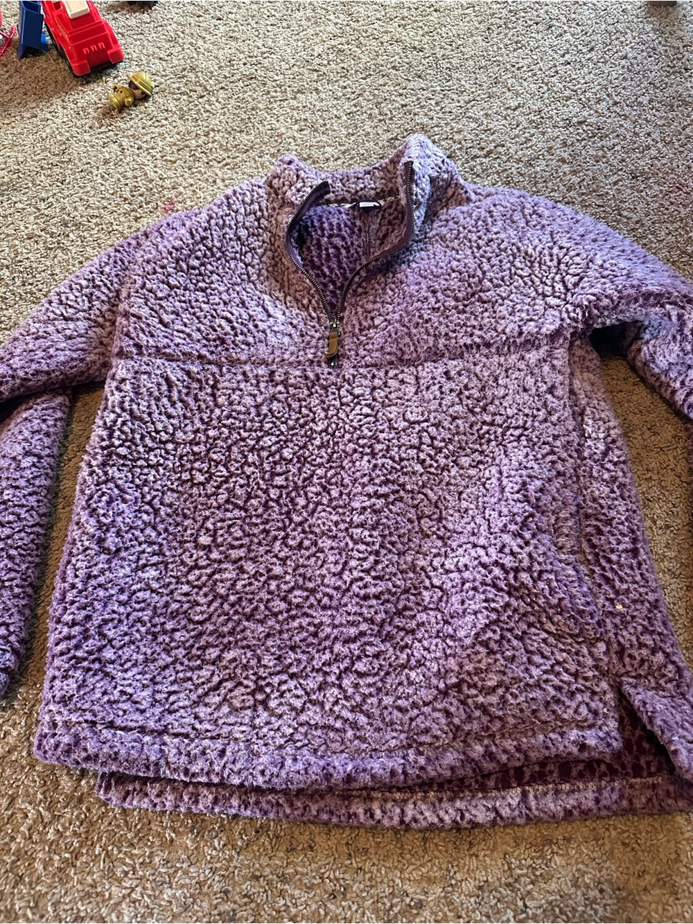 Time and Tru Purple Sherpa Quarter-Zip Pullover